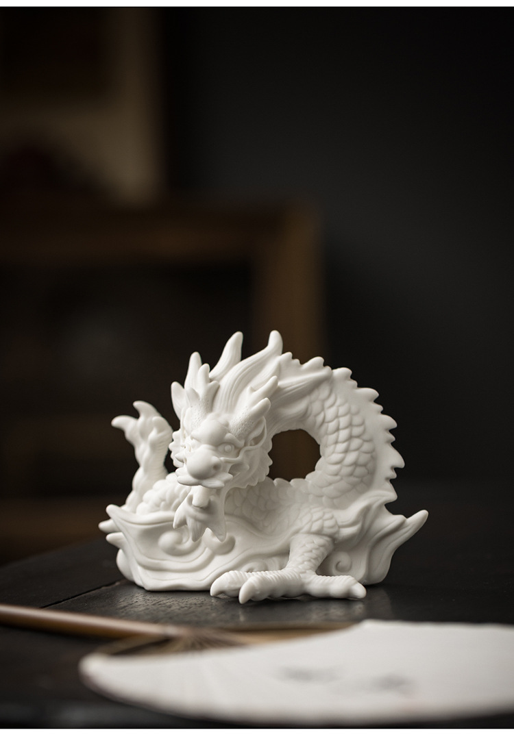 Chinese ceramic dragon decorations for fortune geomancy crafts mascot of the the Year of the Loong, living room, porch, desktop decoration