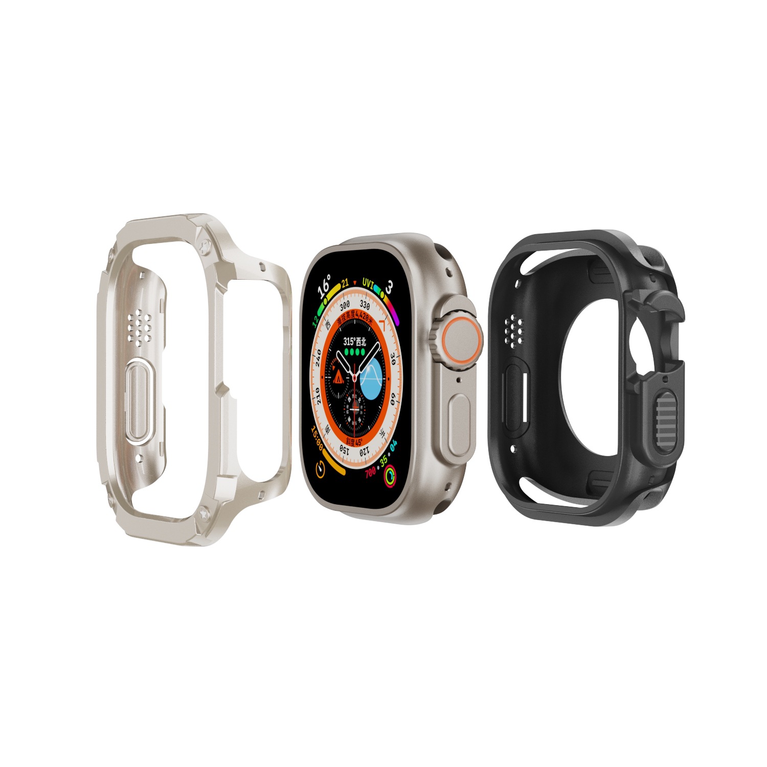 Suitable for the new Apple Watch protective case Watch8 TPU aluminum alloy two in one armor anti drop protective case