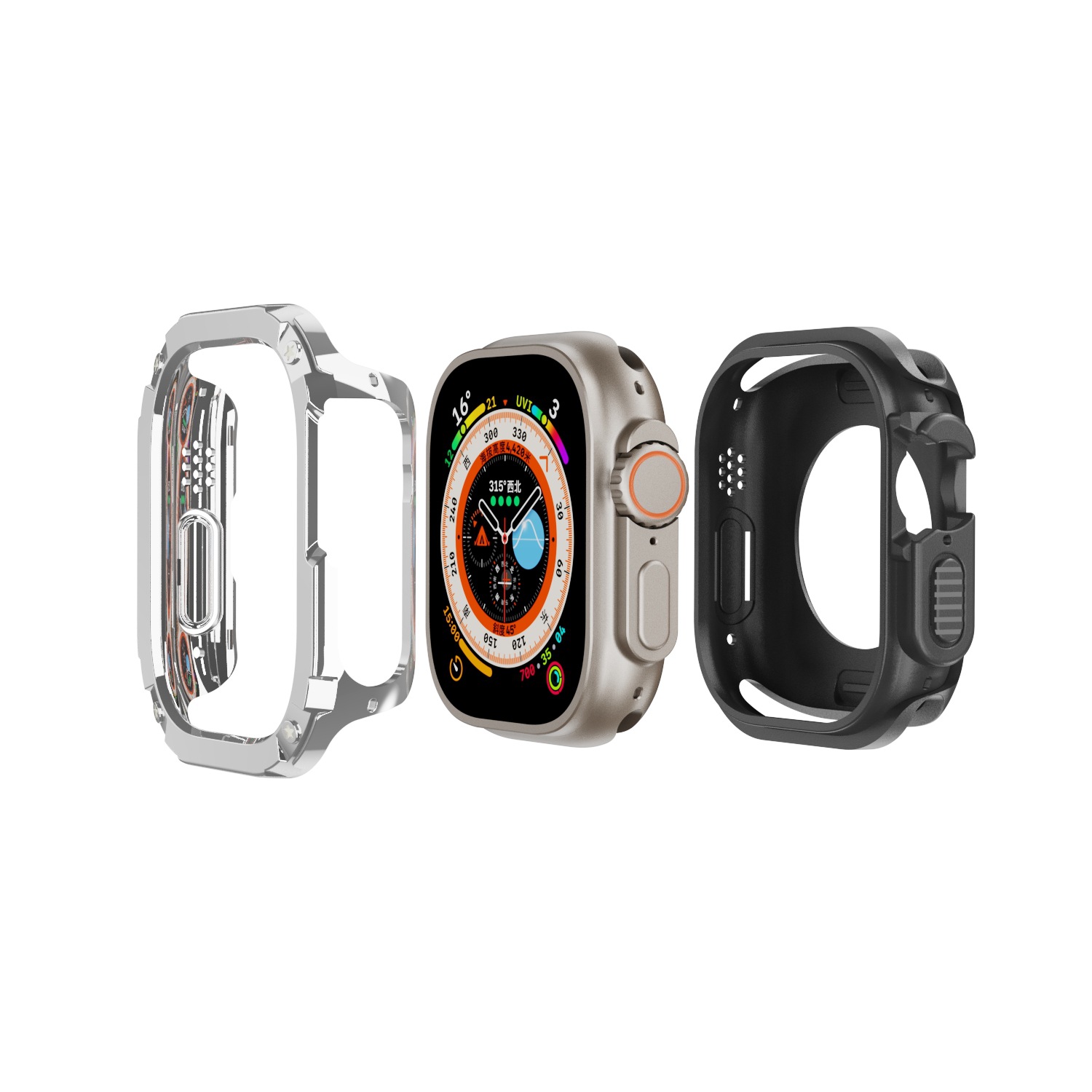 Suitable for the new Apple Watch protective case Watch8 TPU aluminum alloy two in one armor anti drop protective case