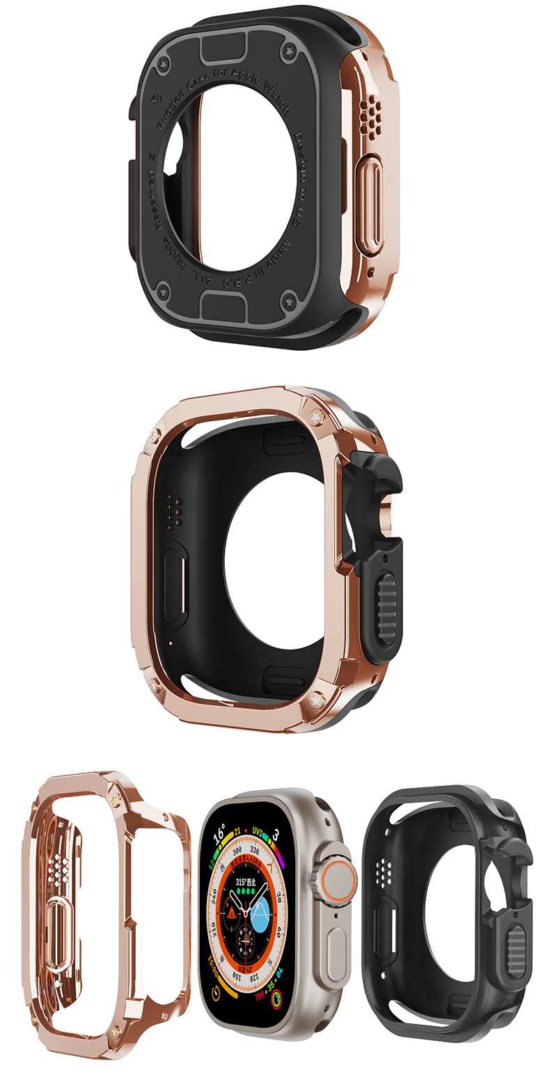 Suitable for the new Apple Watch protective case Watch8 TPU aluminum alloy two in one armor anti drop protective case