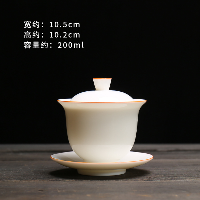 Yangzhi jade white porcelain tea cup wholesale review bowl ceramic kung fu three talents lid bowl coaster fair cup filter