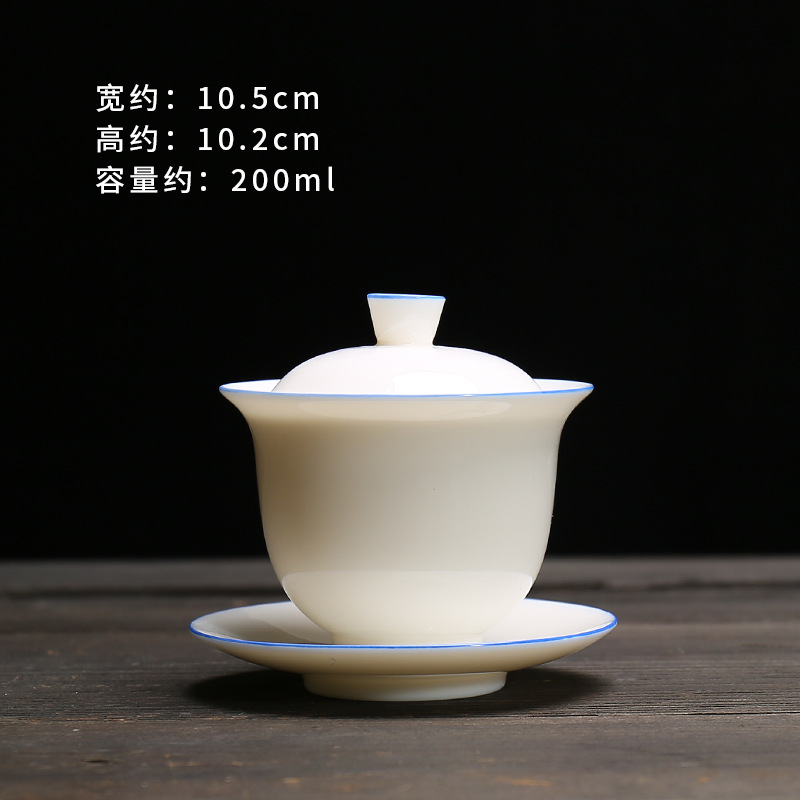 Yangzhi jade white porcelain tea cup wholesale review bowl ceramic kung fu three talents lid bowl coaster fair cup filter