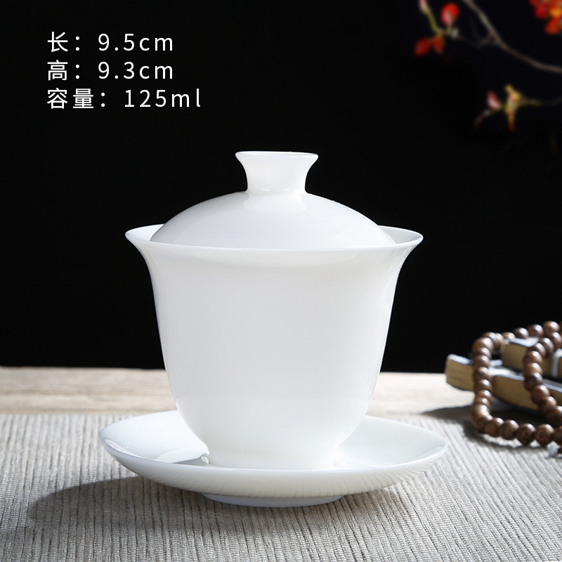 Yangzhi jade white porcelain tea cup wholesale review bowl ceramic kung fu three talents lid bowl coaster fair cup filter