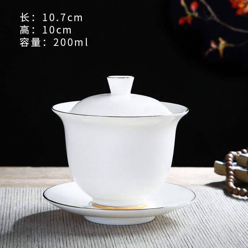 Yangzhi jade white porcelain tea cup wholesale review bowl ceramic kung fu three talents lid bowl coaster fair cup filter