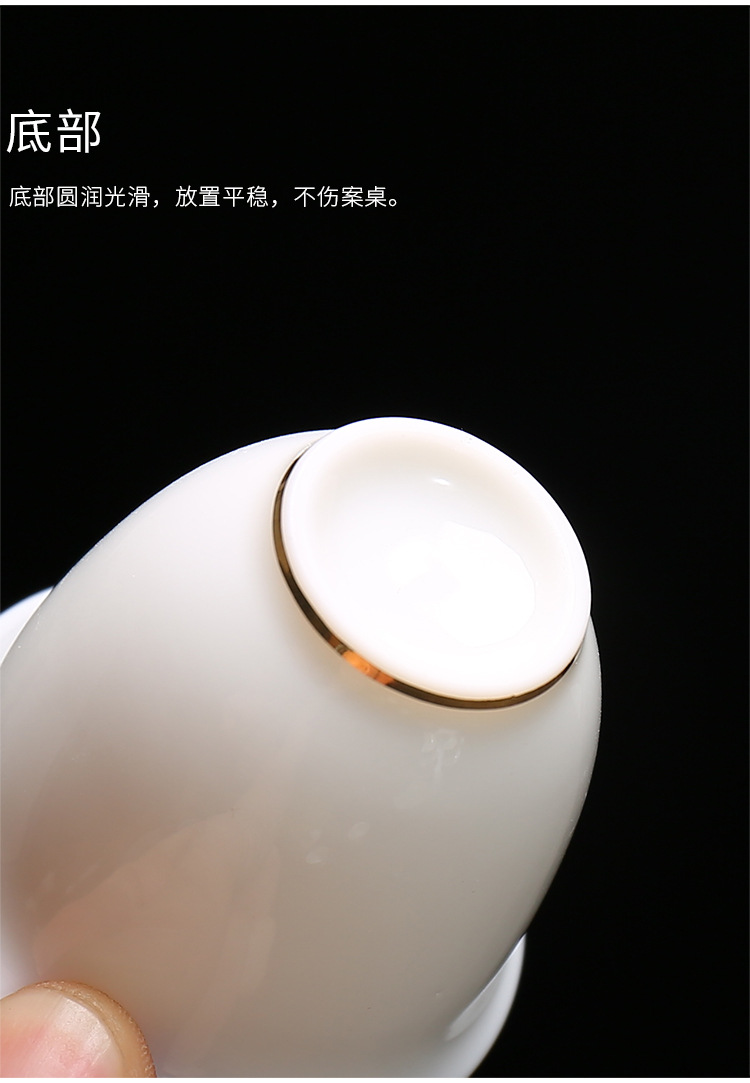 Yangzhi jade white porcelain tea cup wholesale review bowl ceramic kung fu three talents lid bowl coaster fair cup filter