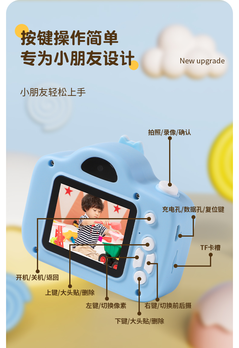 New Children's Camera with Digital Photography and Printability, Polaroid Student Toy Girl Mini HD Camera