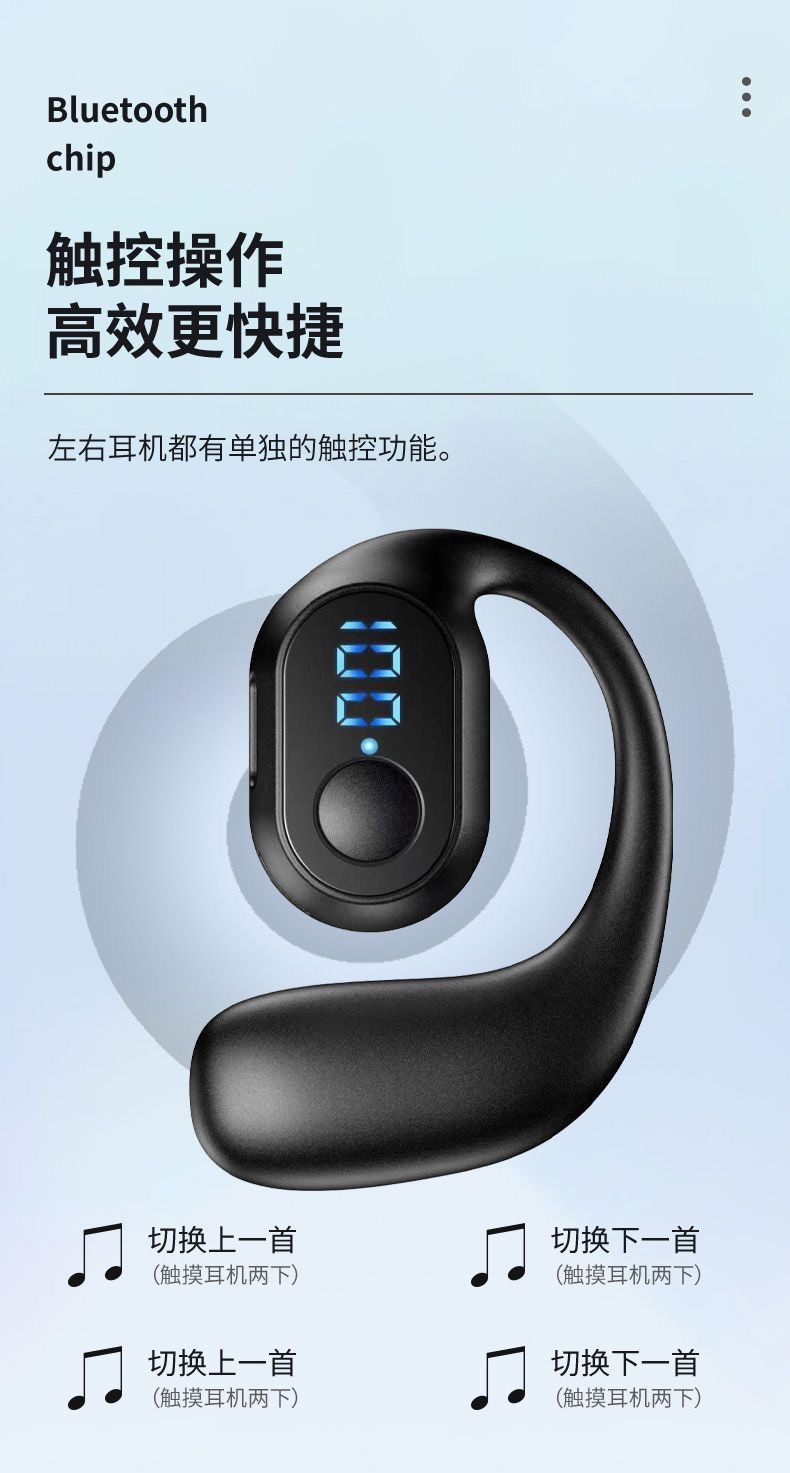 New Single Ear Wireless Bluetooth Earphones with No In Ear Digital Display Button Version, No Pain After Long Wear, Ultra Long Battery Life