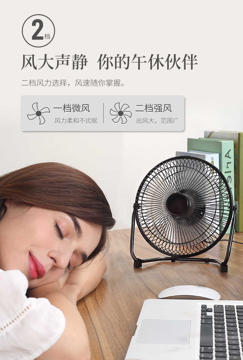 Metal Iron Art Small Fan Aluminum Leaf USB Fan 4-inch 6-inch 8-inch Mini Table Fan Desktop Office Small Electric Fan