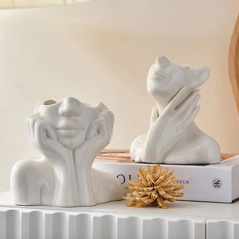 Human Ceramic Vase Art Vase Nordic Home Decoration Ceramic Vase White Ceramic Vase