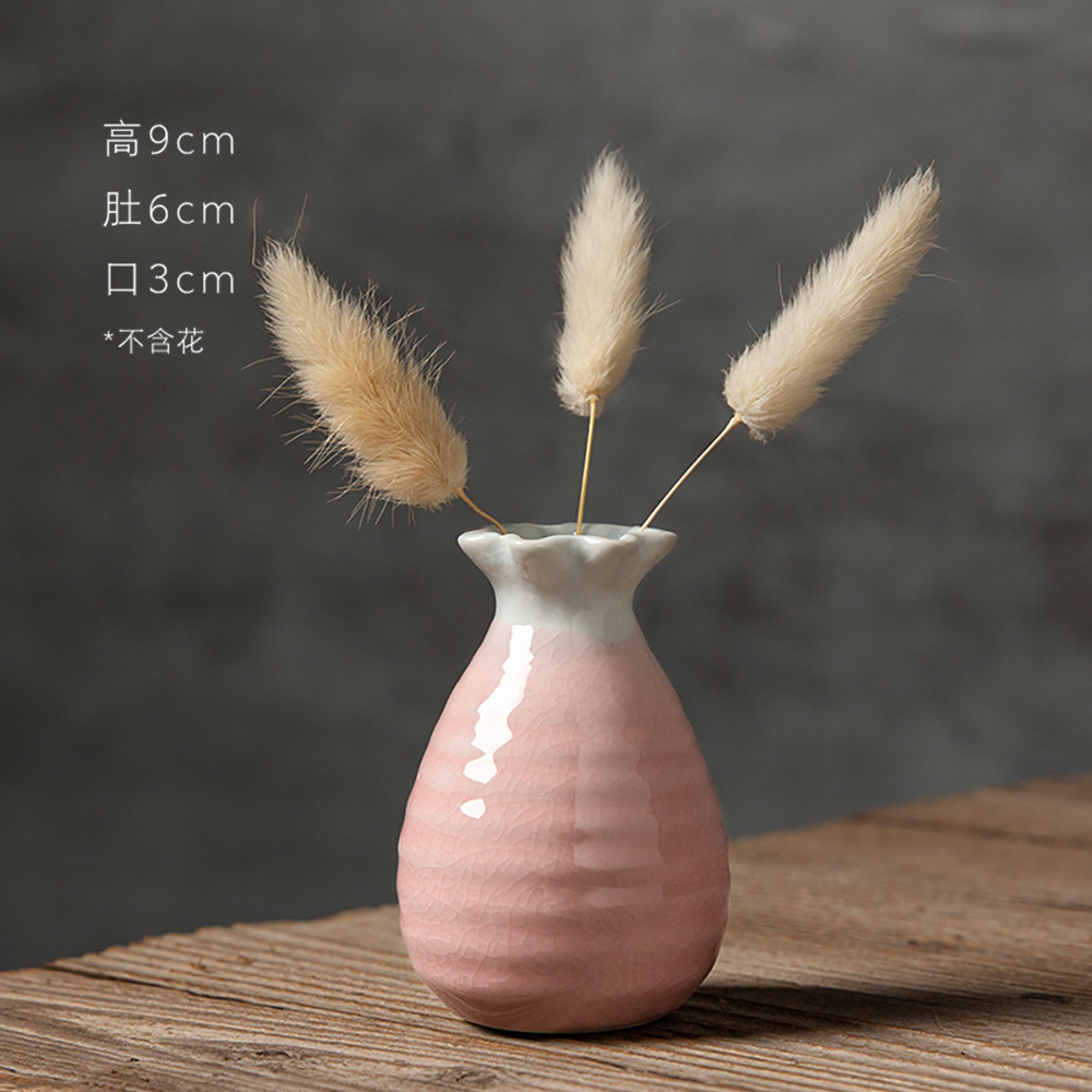 Creative handmade small vases, flower arrangements, mini ceramic ornaments, modern and minimalist wine cabinets, dry flower decorations, wholesale ornaments