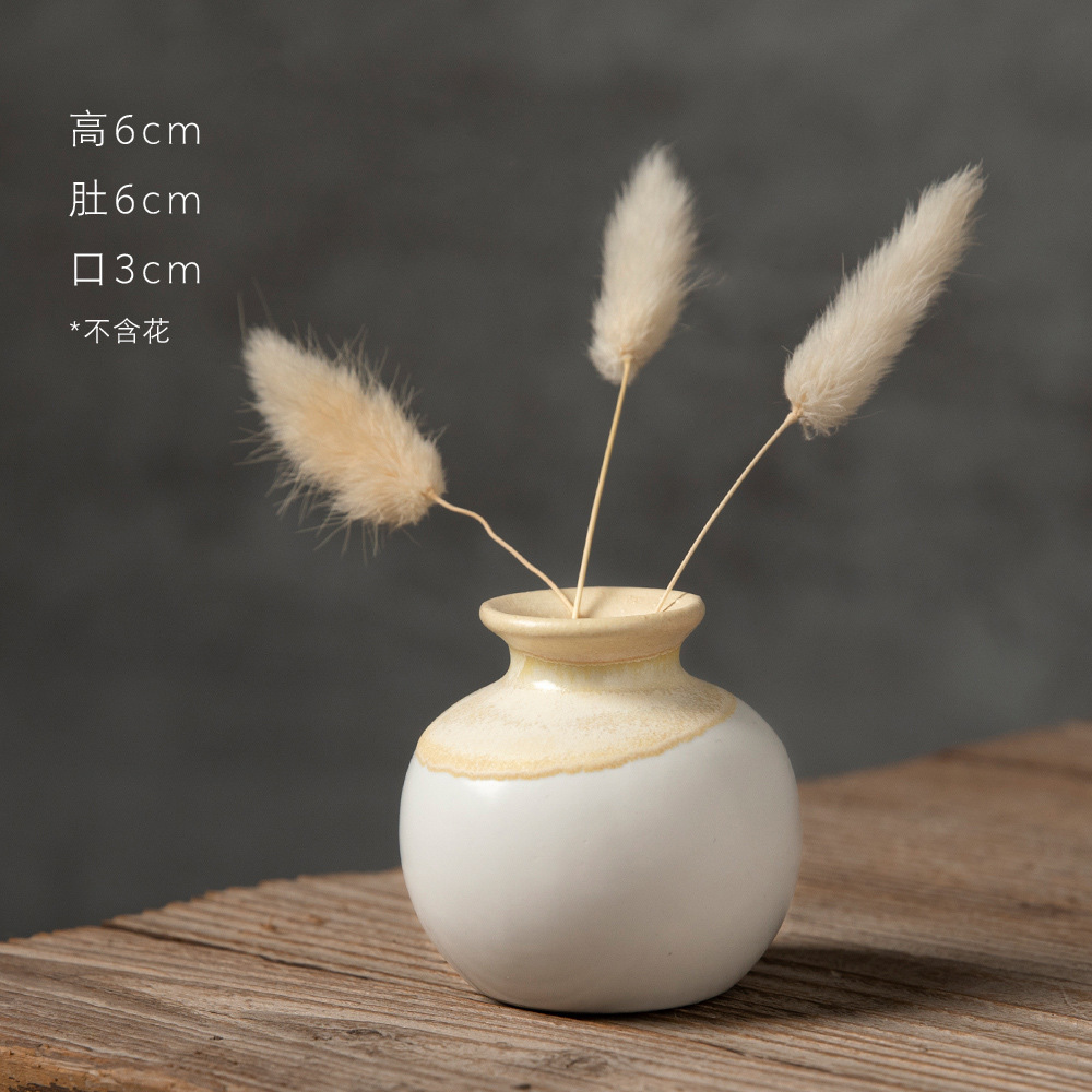 Creative handmade small vases, flower arrangements, mini ceramic ornaments, modern and minimalist wine cabinets, dry flower decorations, wholesale ornaments