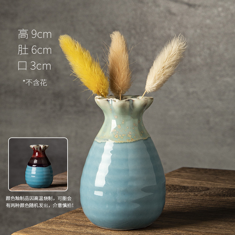 Creative handmade small vases, flower arrangements, mini ceramic ornaments, modern and minimalist wine cabinets, dry flower decorations, wholesale ornaments