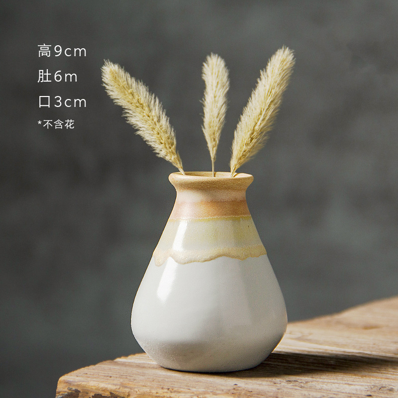 Creative handmade small vases, flower arrangements, mini ceramic ornaments, modern and minimalist wine cabinets, dry flower decorations, wholesale ornaments