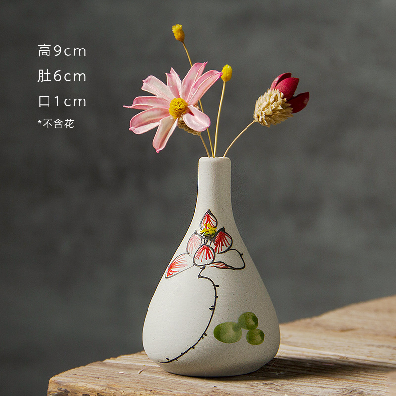 Creative handmade small vases, flower arrangements, mini ceramic ornaments, modern and minimalist wine cabinets, dry flower decorations, wholesale ornaments