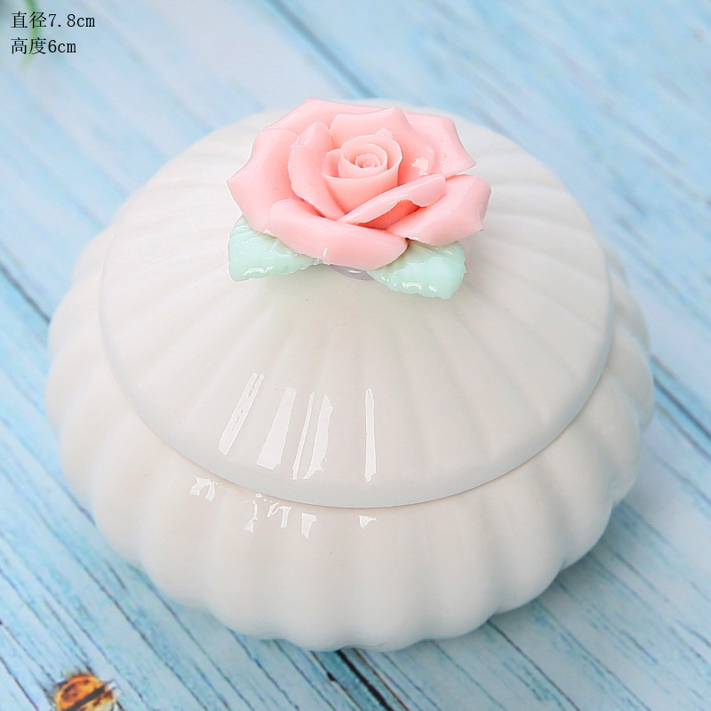 Nordic style ceramic hand held flower storage jar, home jewelry box, storage box, creative gift box, ornament with hand gift