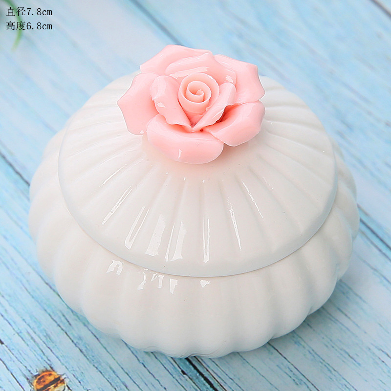 Nordic style ceramic hand held flower storage jar, home jewelry box, storage box, creative gift box, ornament with hand gift