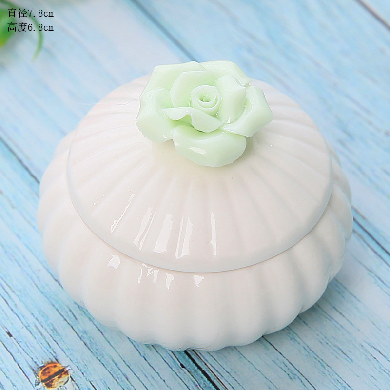 Nordic style ceramic hand held flower storage jar, home jewelry box, storage box, creative gift box, ornament with hand gift