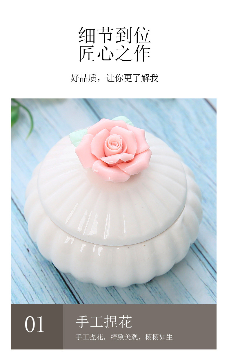 Nordic style ceramic hand held flower storage jar, home jewelry box, storage box, creative gift box, ornament with hand gift