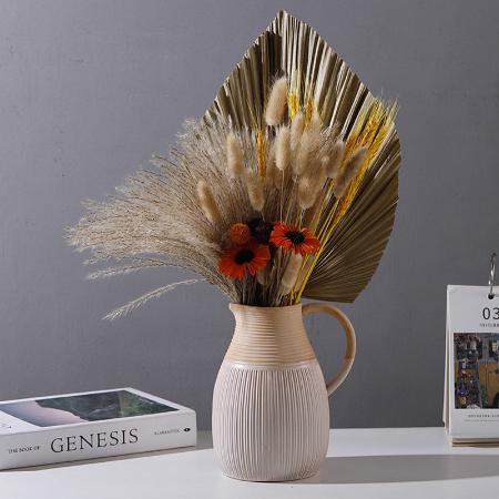 Nordic ceramic vase, striped water kettle with dried flower inserts, home decoration, hydroponic crafts, and ornaments