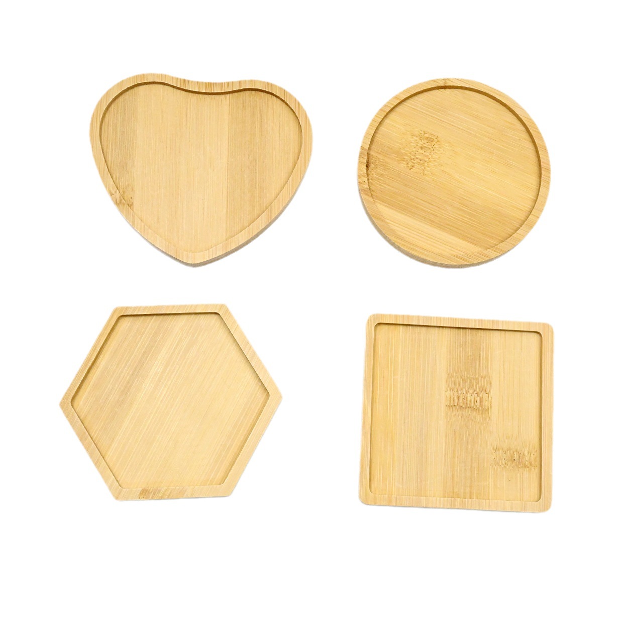 Round heart-shaped mosaic DIY bamboo mat dining mat square retro handmade material base embryo bamboo wood coaster tray