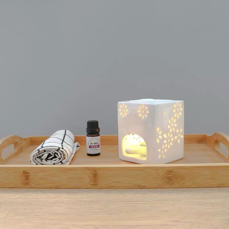 Small wholesale ceramic essential oil lamp incense burner Large essence burner Square hollow incense burner Source of origin