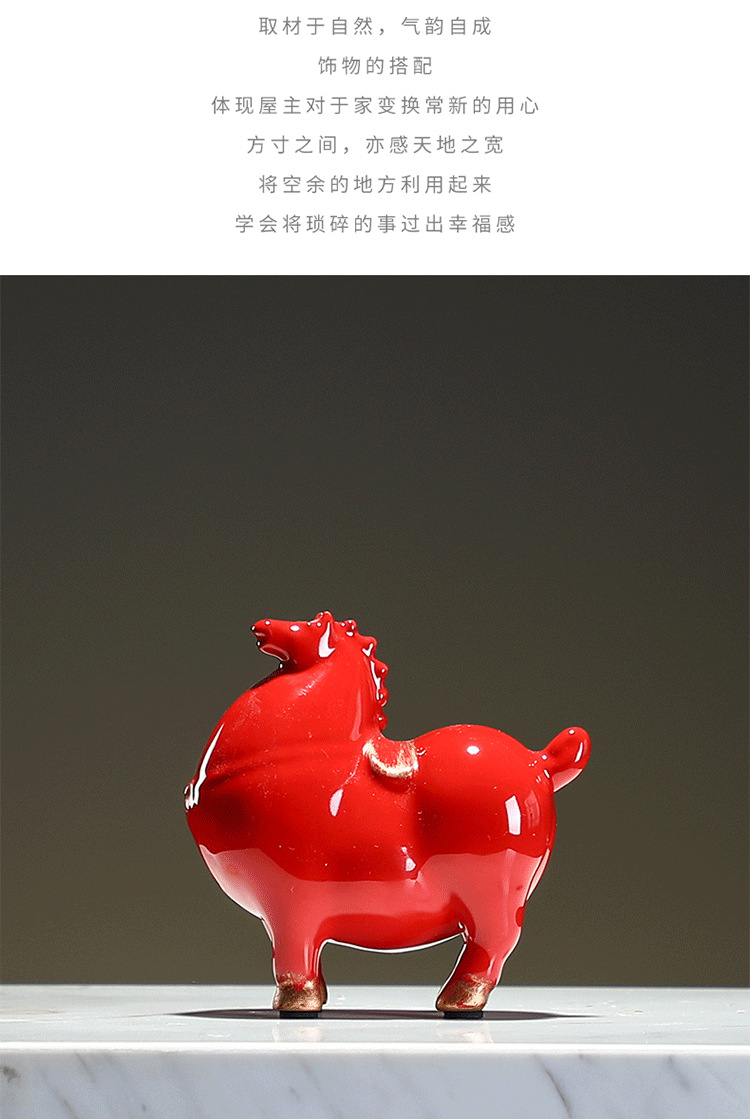 Creative ceramic home furnishings, study rooms, living rooms, offices, tabletop decorations, and decorations for Zhaocai mini size Tangma ornaments