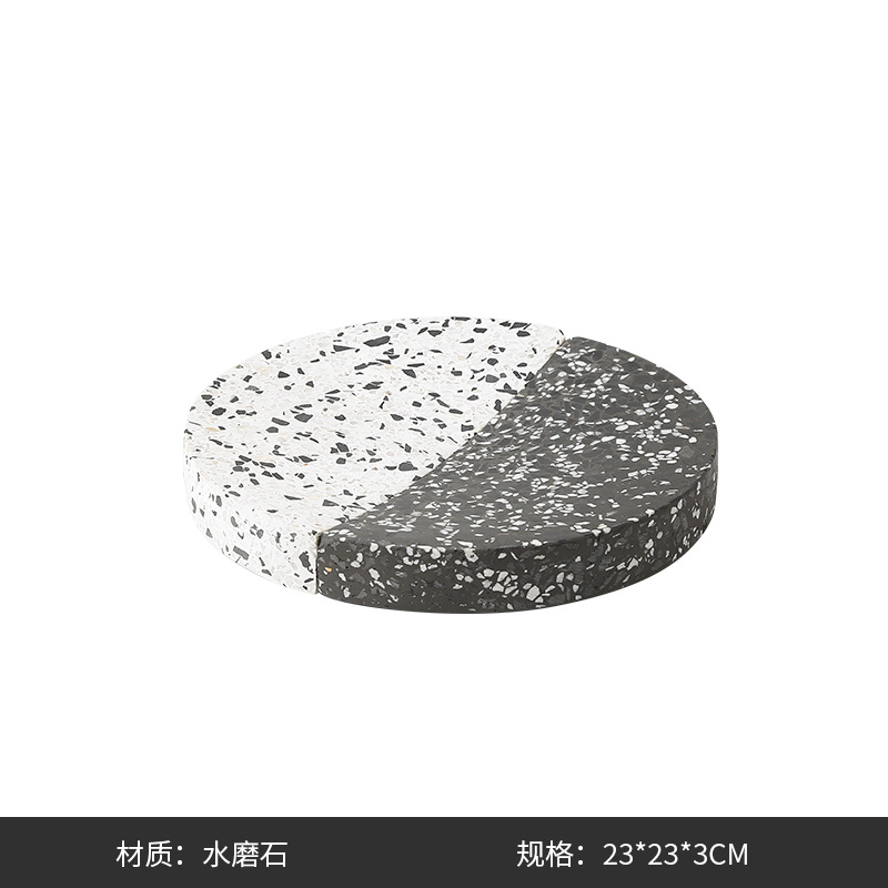 New Chinese style modern black and white textured round ceramic vase model room, clubhouse, living room, dry flower vase, soft decoration