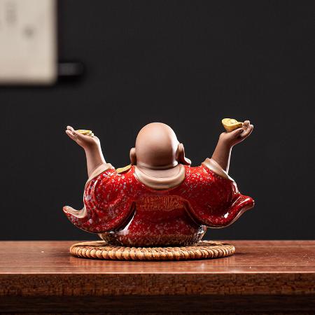 New Chinese style ceramics attract wealth, receive blessings, Maitreya Buddha home furnishings, car decorations, bookcases, tea tables, and decorations