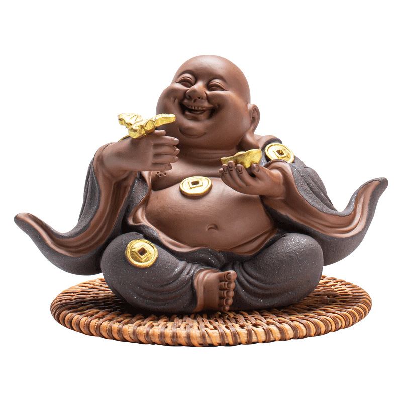 New Chinese style ceramics attract wealth, receive blessings, Maitreya Buddha home furnishings, car decorations, bookcases, tea tables, and decorations