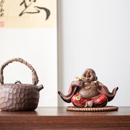 New Chinese style ceramics attract wealth, receive blessings, Maitreya Buddha home furnishings, car decorations, bookcases, tea tables, and decorations