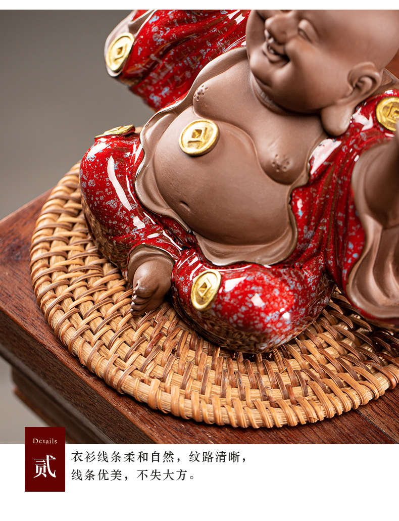 New Chinese style ceramics attract wealth, receive blessings, Maitreya Buddha home furnishings, car decorations, bookcases, tea tables, and decorations