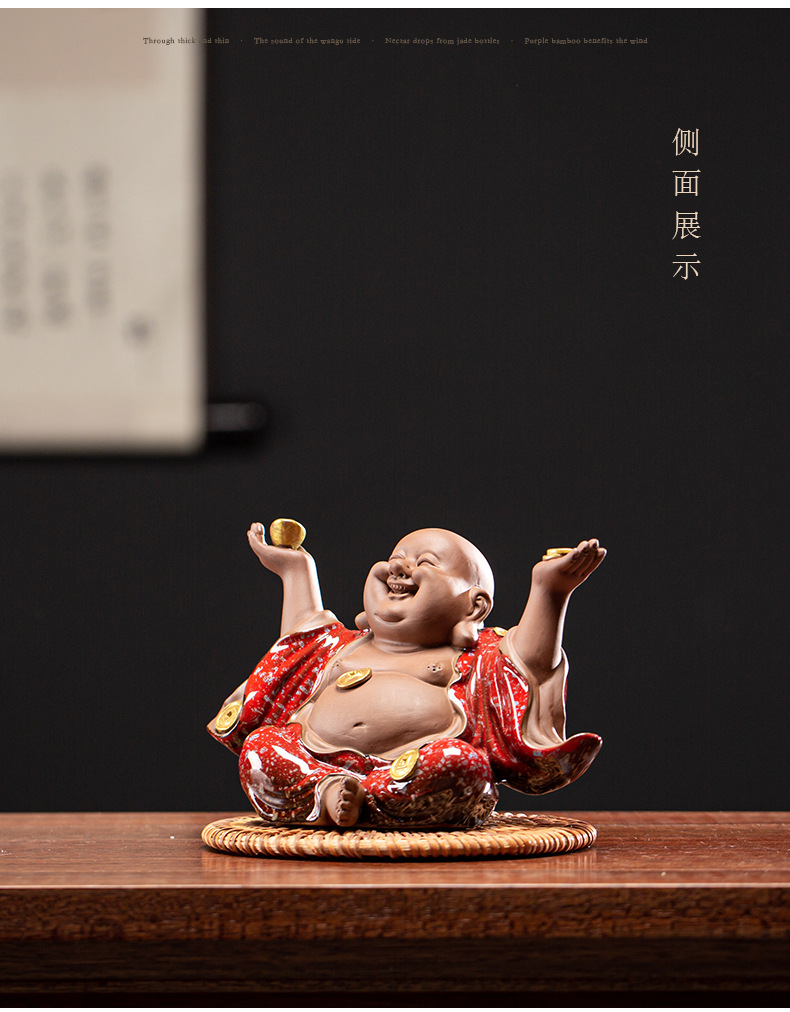 New Chinese style ceramics attract wealth, receive blessings, Maitreya Buddha home furnishings, car decorations, bookcases, tea tables, and decorations