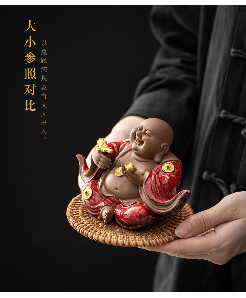 New Chinese style ceramics attract wealth, receive blessings, Maitreya Buddha home furnishings, car decorations, bookcases, tea tables, and decorations