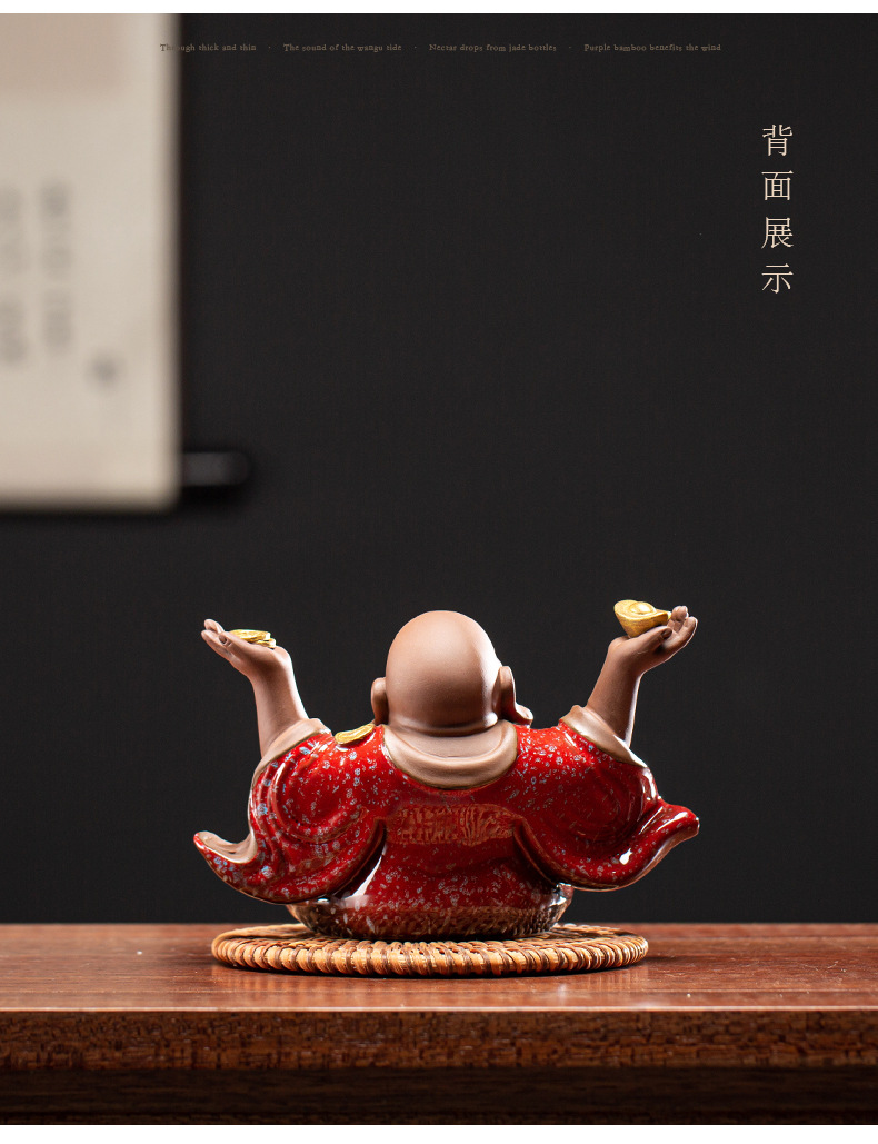 New Chinese style ceramics attract wealth, receive blessings, Maitreya Buddha home furnishings, car decorations, bookcases, tea tables, and decorations