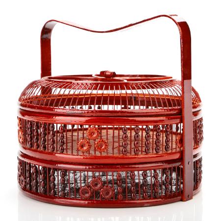 Bamboo products, mooncake basket, carrying basket, wedding gift box, bamboo weaving, multi-layer rice delivery, bamboo basket, red antique carrying box, food box