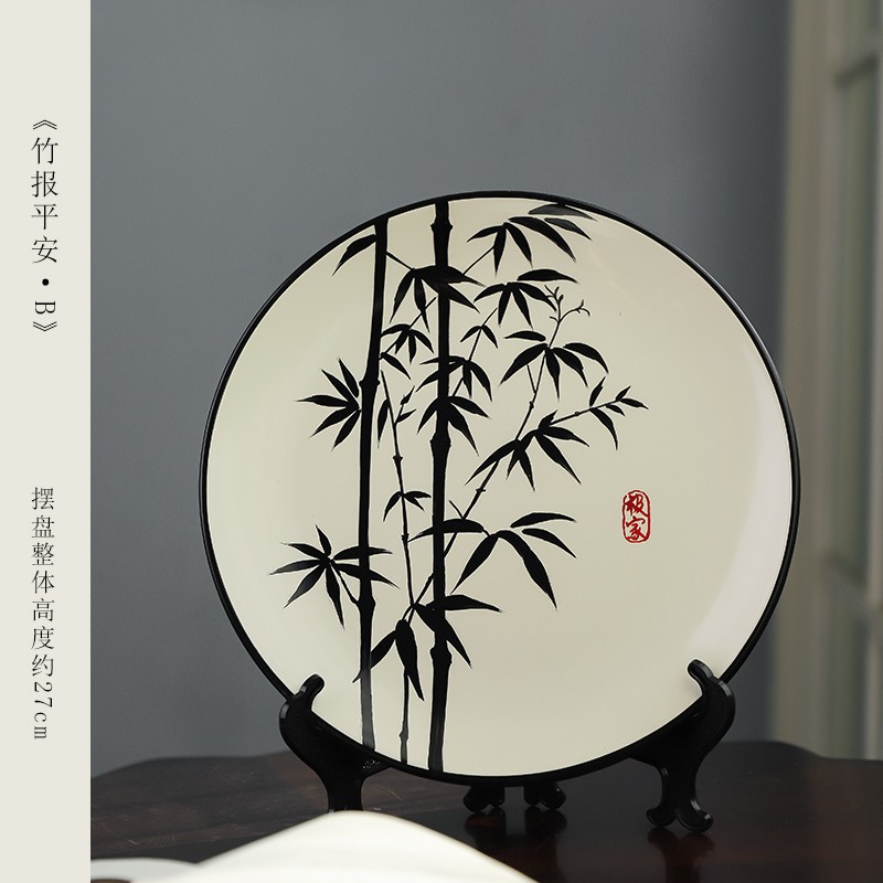 Artistic oil painting, ceramic decoration, plate ornaments, circular plate swing, appreciation plate, American hanging plate decoration plate, ceramic plate swing, Haolin