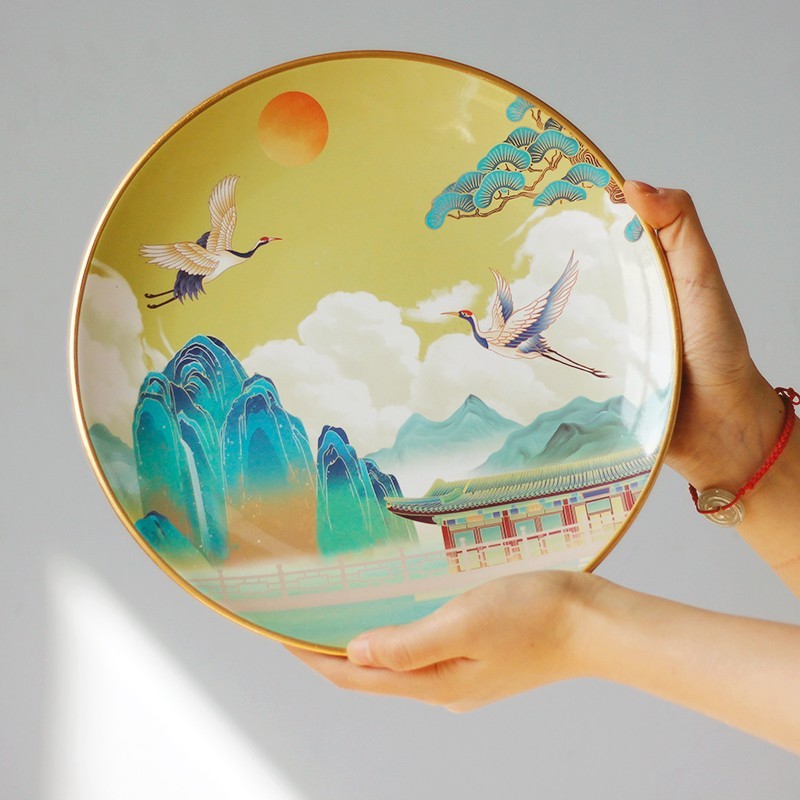 Artistic oil painting, ceramic decoration, plate ornaments, circular plate swing, appreciation plate, American hanging plate decoration plate, ceramic plate swing, Haolin