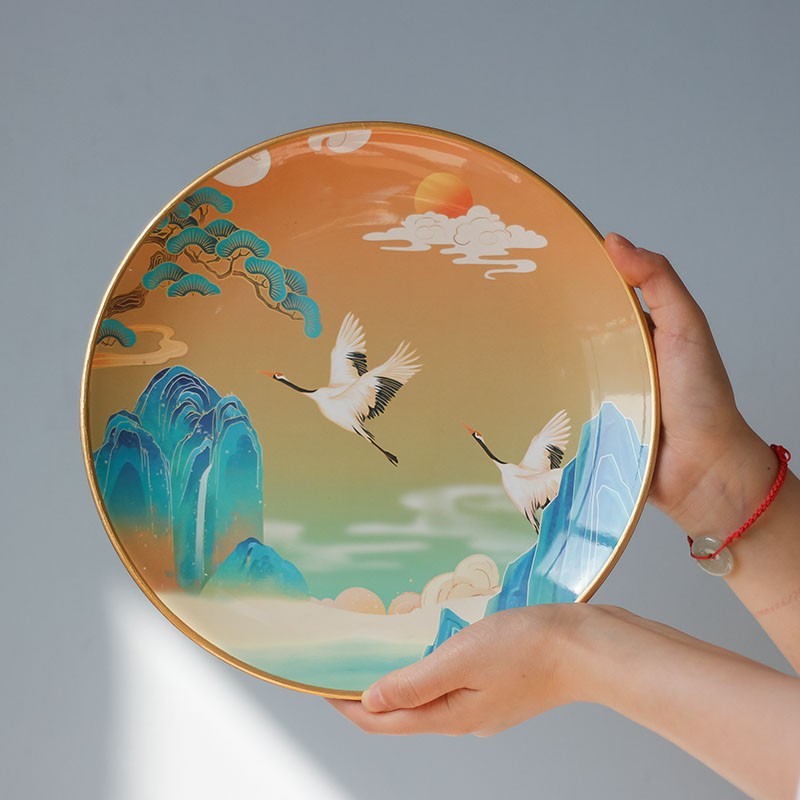 Artistic oil painting, ceramic decoration, plate ornaments, circular plate swing, appreciation plate, American hanging plate decoration plate, ceramic plate swing, Haolin