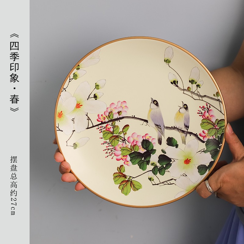 Artistic oil painting, ceramic decoration, plate ornaments, circular plate swing, appreciation plate, American hanging plate decoration plate, ceramic plate swing, Haolin