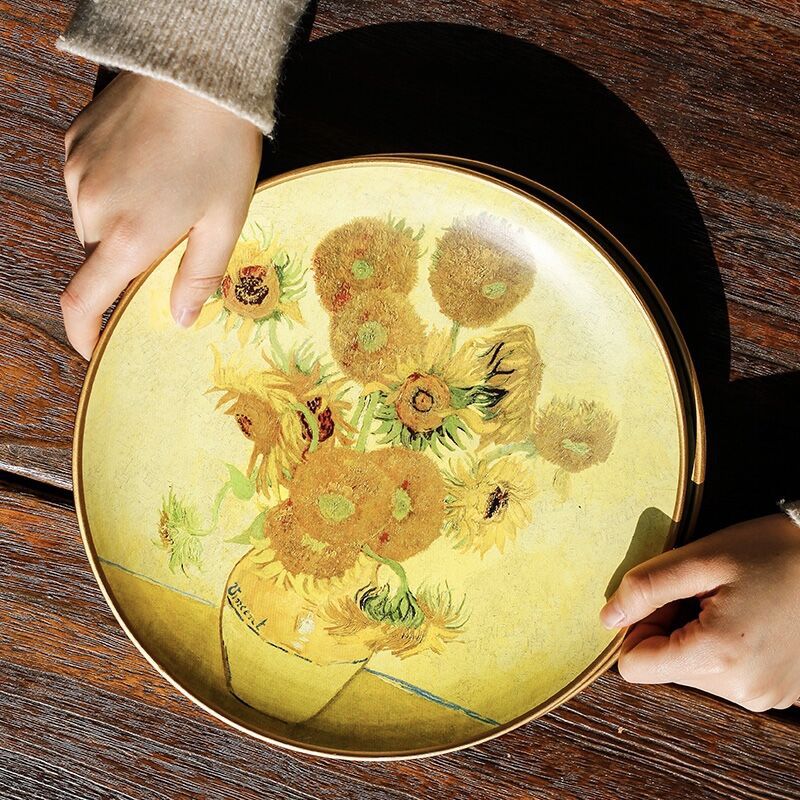 Artistic oil painting, ceramic decoration, plate ornaments, circular plate swing, appreciation plate, American hanging plate decoration plate, ceramic plate swing, Haolin