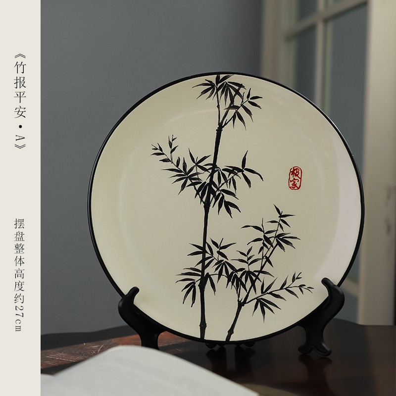 Artistic oil painting, ceramic decoration, plate ornaments, circular plate swing, appreciation plate, American hanging plate decoration plate, ceramic plate swing, Haolin