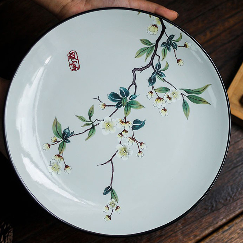 Artistic oil painting, ceramic decoration, plate ornaments, circular plate swing, appreciation plate, American hanging plate decoration plate, ceramic plate swing, Haolin