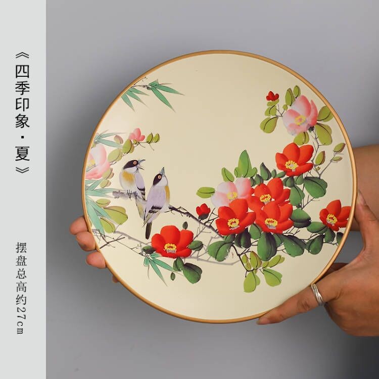 Artistic oil painting, ceramic decoration, plate ornaments, circular plate swing, appreciation plate, American hanging plate decoration plate, ceramic plate swing, Haolin