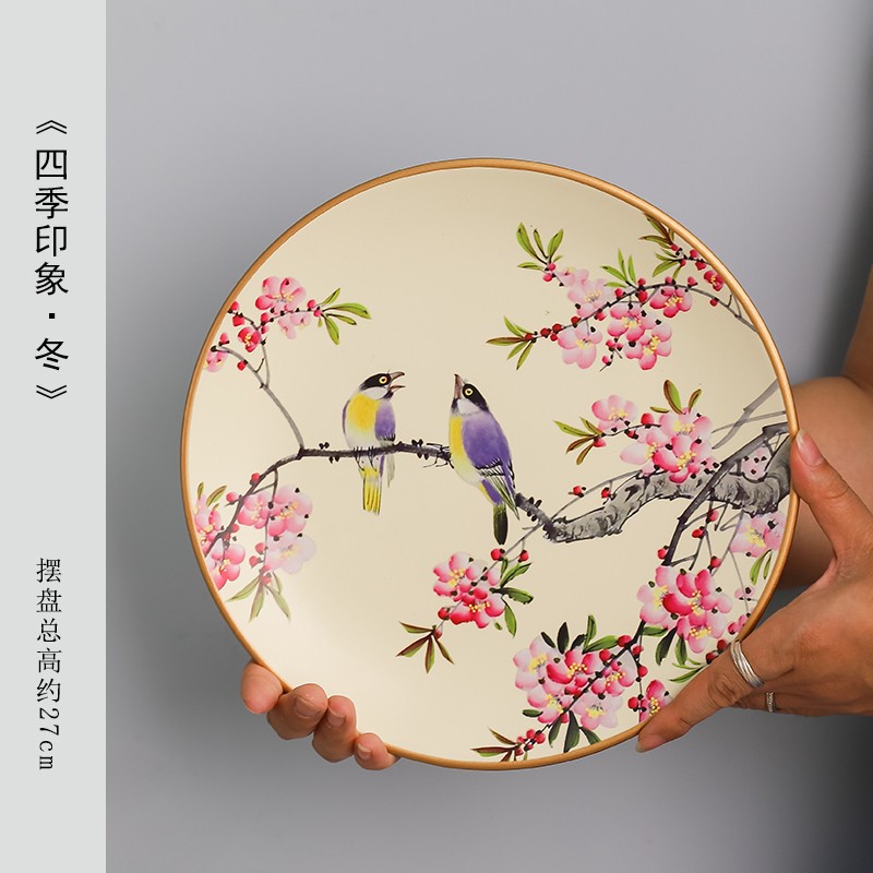 Artistic oil painting, ceramic decoration, plate ornaments, circular plate swing, appreciation plate, American hanging plate decoration plate, ceramic plate swing, Haolin