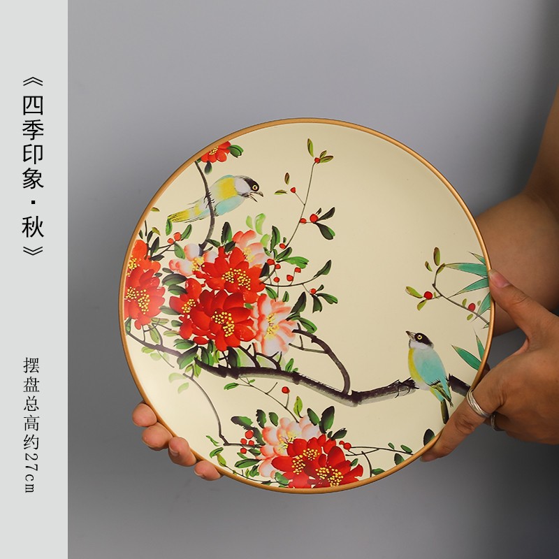 Artistic oil painting, ceramic decoration, plate ornaments, circular plate swing, appreciation plate, American hanging plate decoration plate, ceramic plate swing, Haolin