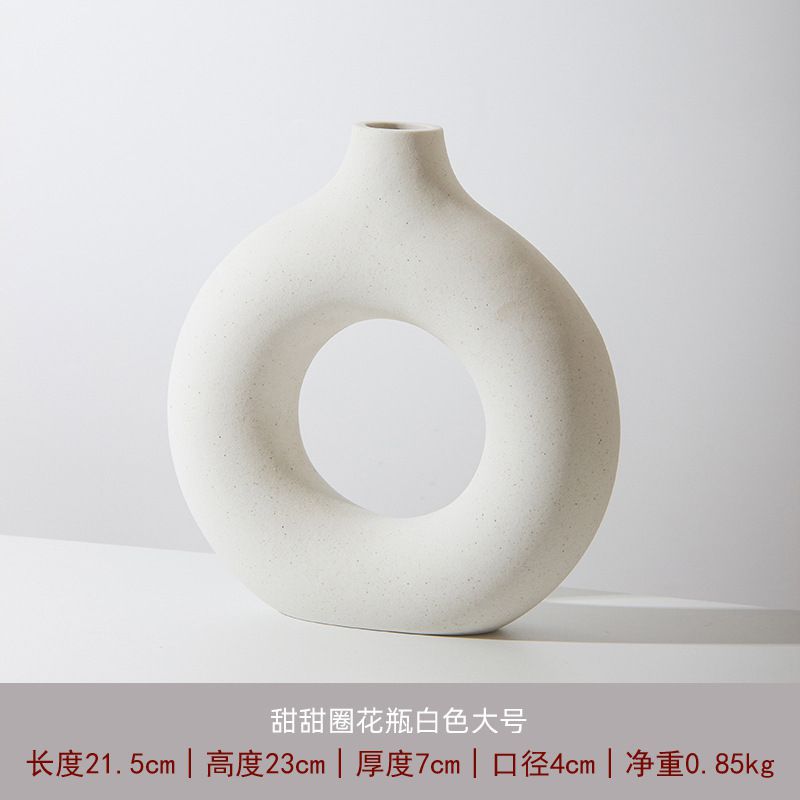 Ceramic vase, circular vase, ceramic ornament, creative ceramic vase set, living room, cross-border vase, ceramic