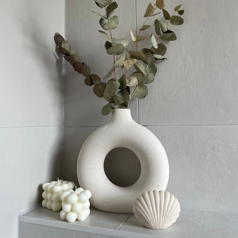 Ceramic vase, circular vase, ceramic ornament, creative ceramic vase set, living room, cross-border vase, ceramic