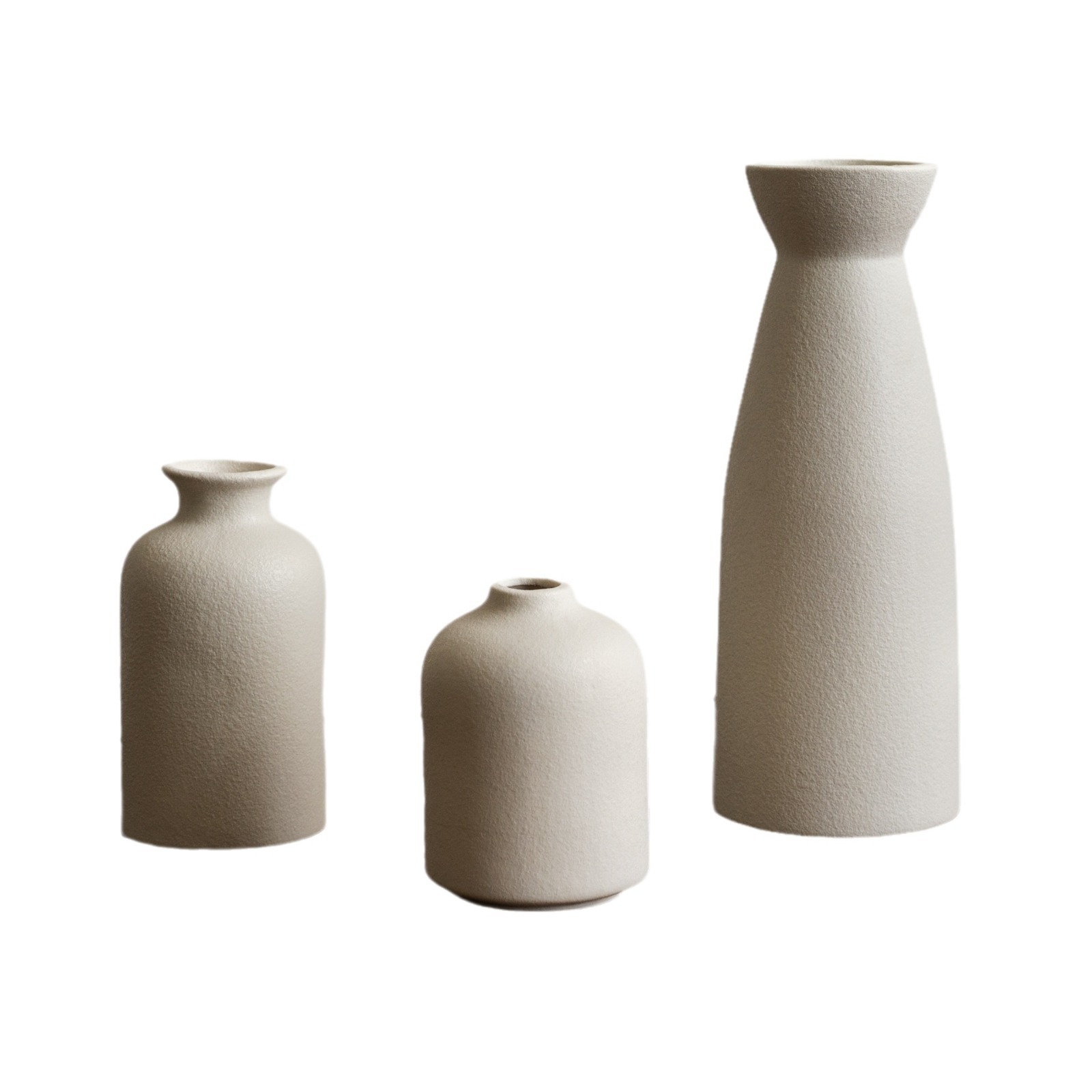 Ceramic vase set decorations, home living room flower arrangement, three piece set of white vase decoration decorations