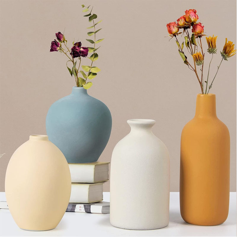 Ceramic vase set decorations, home living room flower arrangement, three piece set of white vase decoration decorations