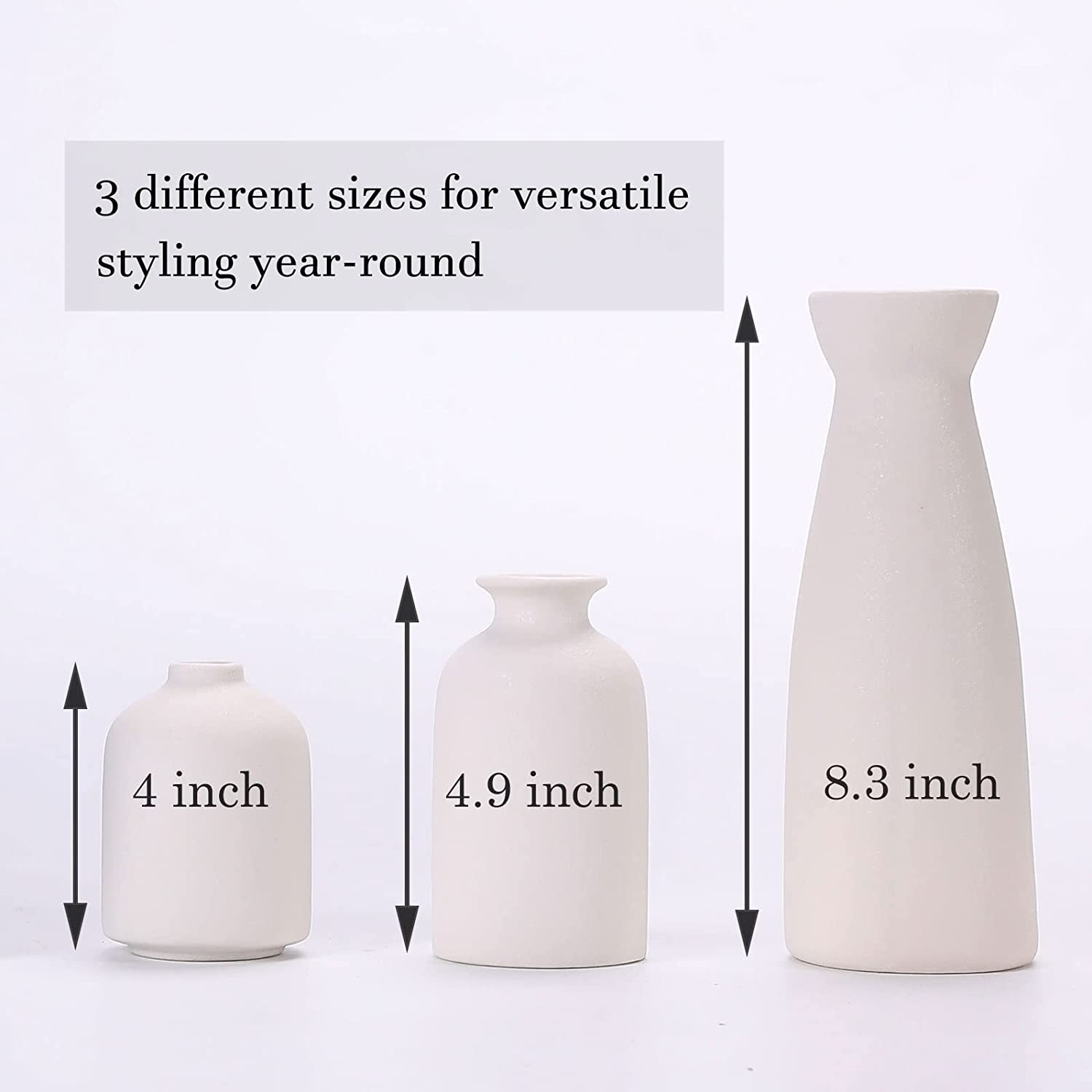 Ceramic vase set decorations, home living room flower arrangement, three piece set of white vase decoration decorations